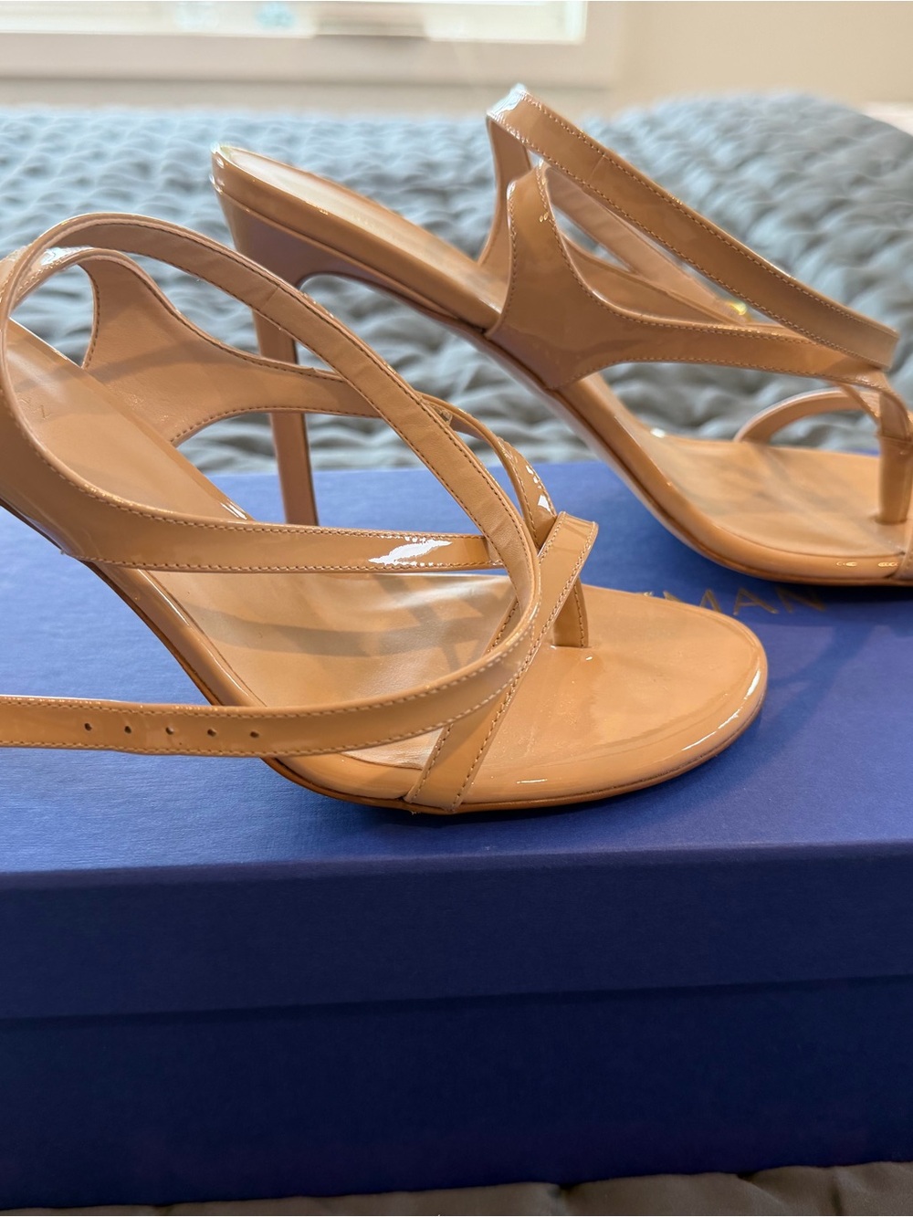 Stuart Weitzman Nude Patent Strappy High-Heel Sandals - Women